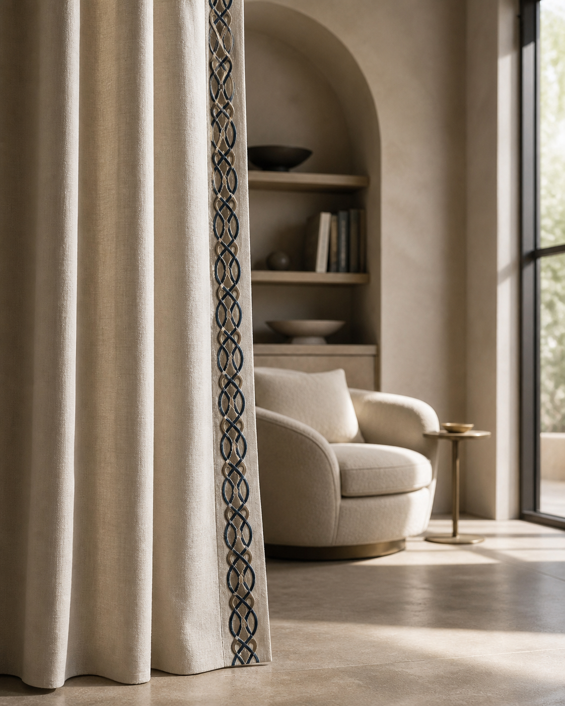 Border — Embroidery curtain close-up