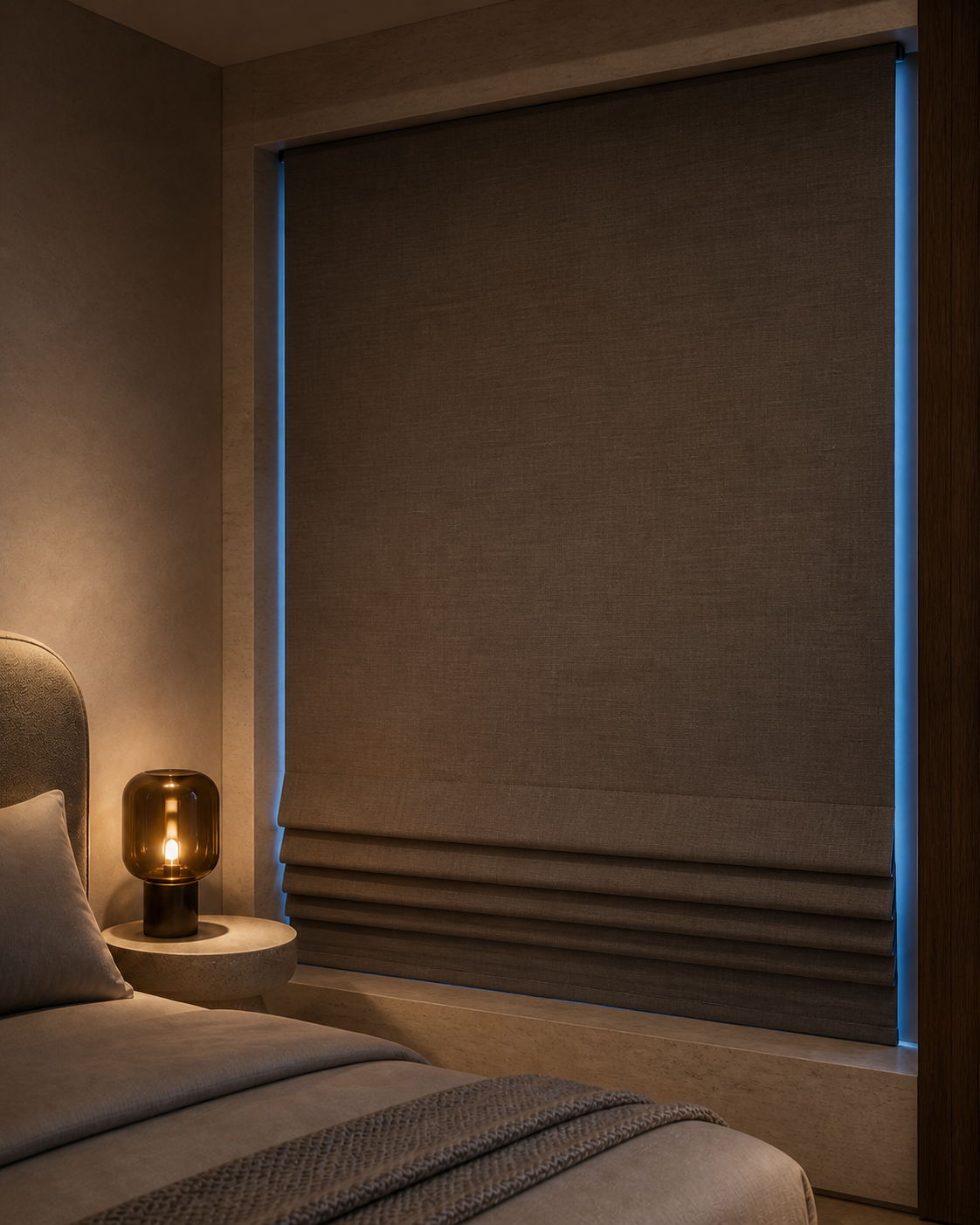 Blackout Roman blind close-up
