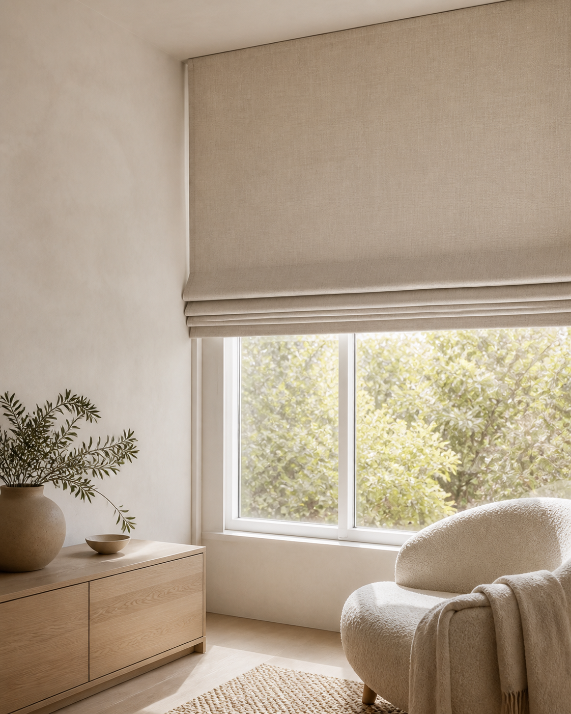 Plain Roman blind close-up