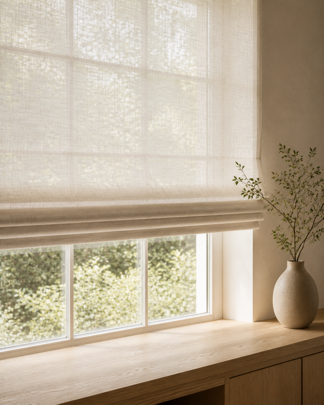 Sheer Roman blind close-up