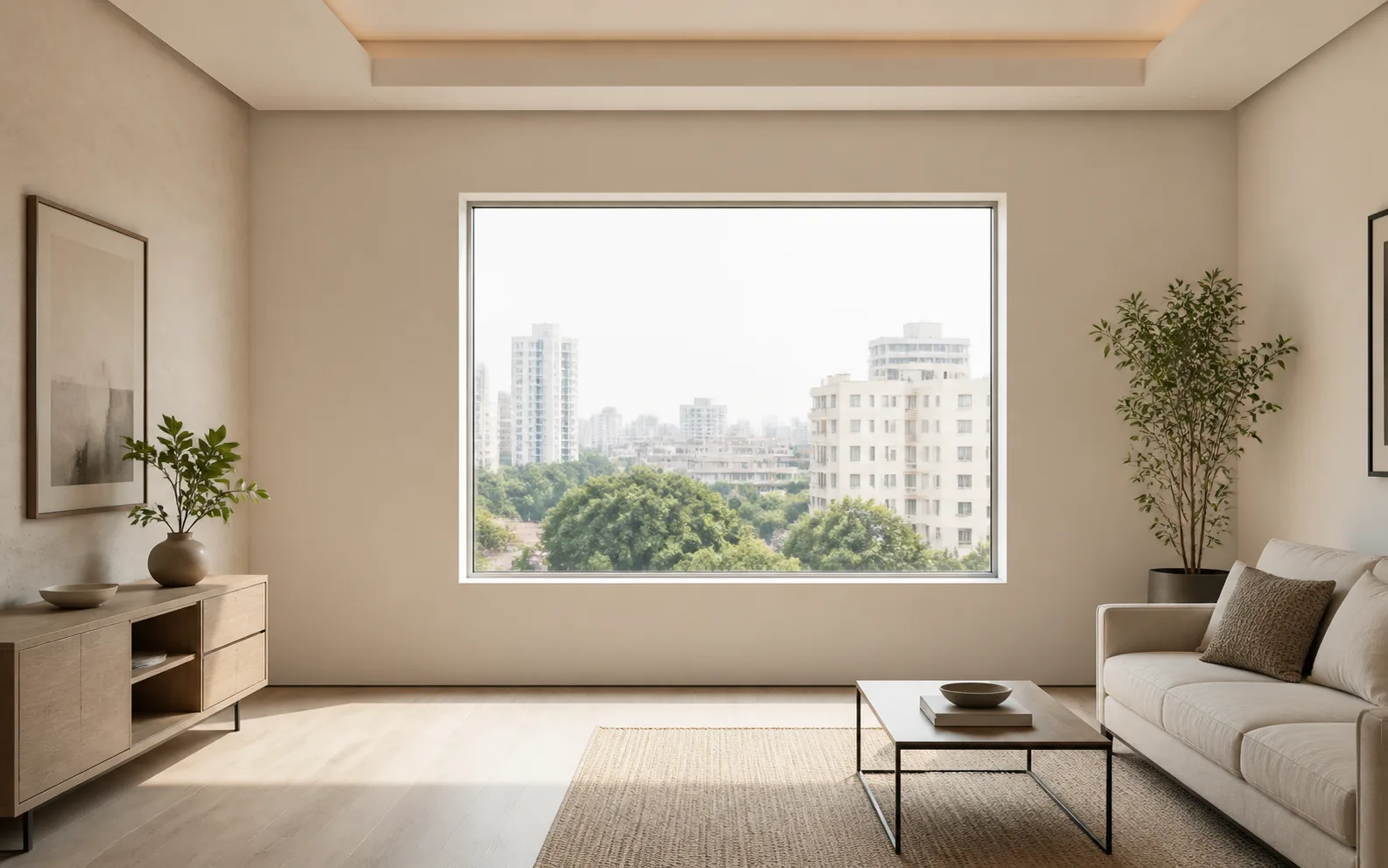 Living room with a large window